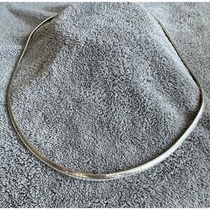 Sterling Silver Omega Chain Necklace 925 Italy Flat Choker Clasp Vintage READ